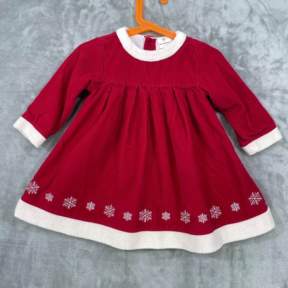 Hanna Andersson Girls Red Corduroy Christmas Holiday Dress Size 80 (18-25 mo)